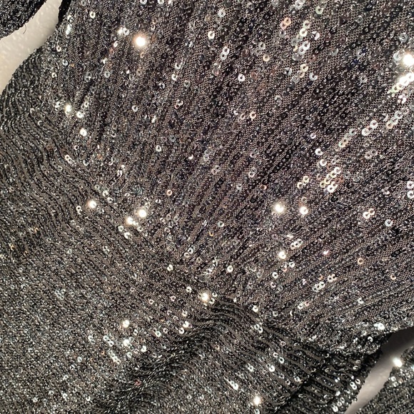 FREE PEOPLE - NWT - dress: black sequin l/s midi w adj. asymmetric skirt - L - Picture 10 of 16